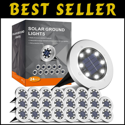 Energy-Efficient Stainless Steel Solar Lights for Pathways & Patios - 24 Pack