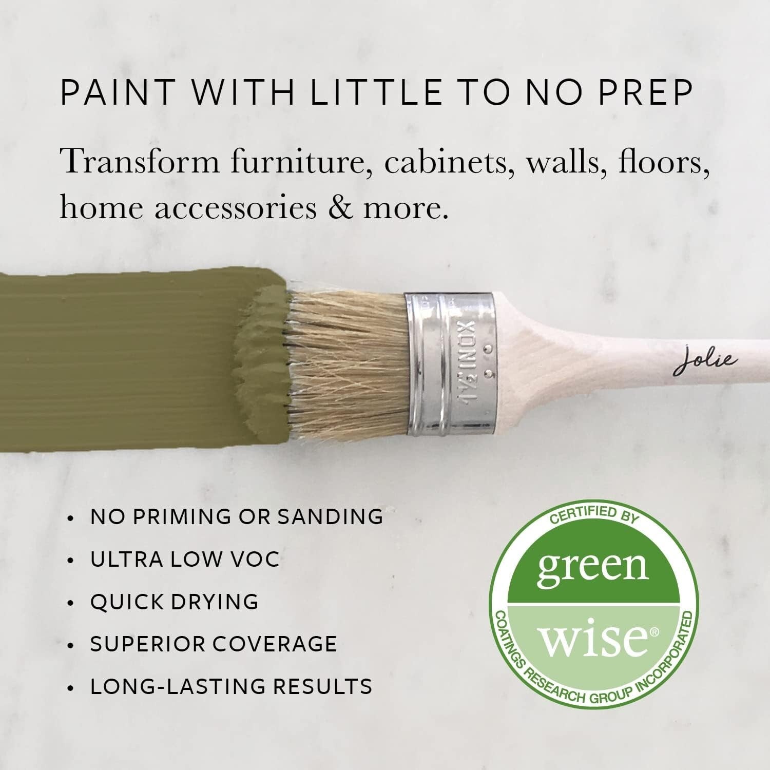 Easy Application Army Green Chalk Finish Paint – 32 oz for Furniture & Cabinets