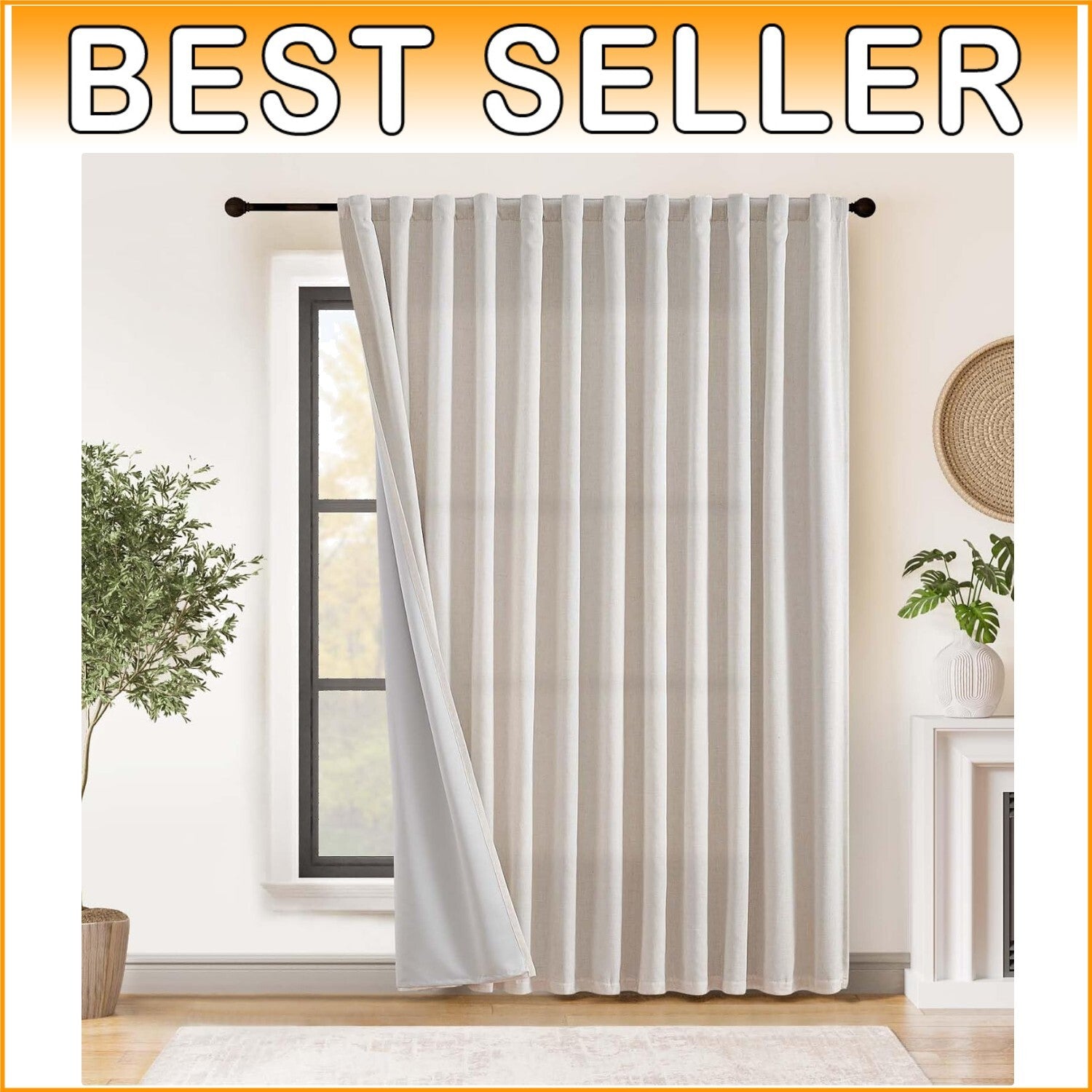 Chic 100x84 Linen Blackout Curtains with Gray Light-Blocking, Easy Hang Design