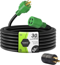 Load image into Gallery viewer, 30 Amp Generator Extension Cord - 50 Feet, NEMA L14-30, Safe &amp; Durable Design