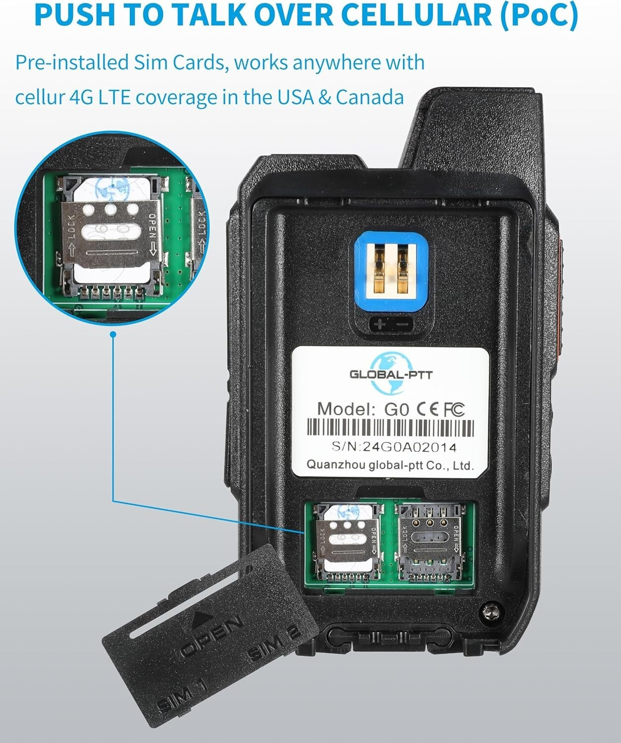 2-Pack Global Walkie Talkies - Push-to-Talk Cellular Radios with Unlimited Range