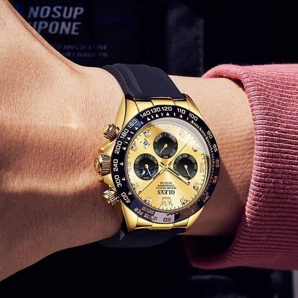 Elegant Business Men's Watch with Diamond Dial & Luminous Waterproof Feature