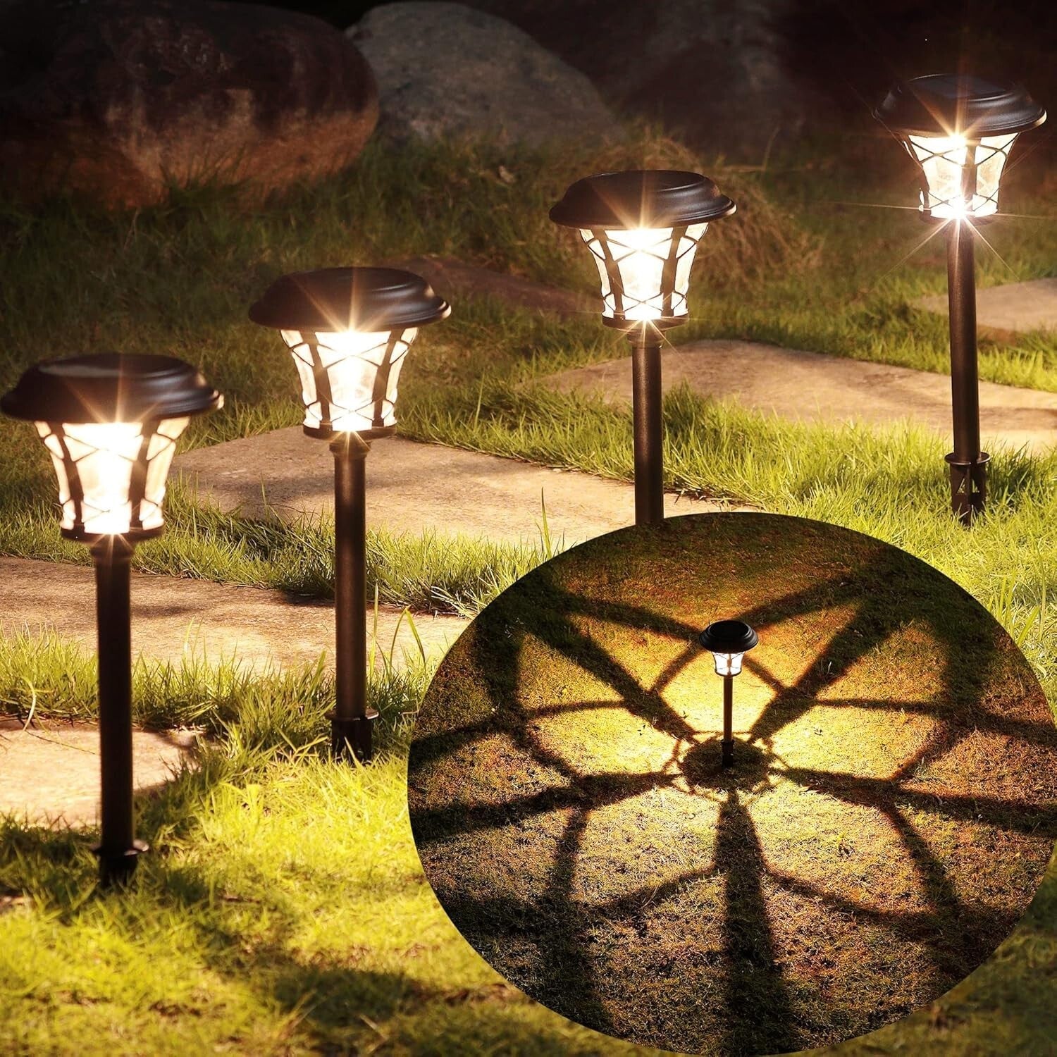 Charming 6 Pack Solar Landscape Lights - 25 Lumen Waterproof Garden Illumination