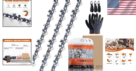 Durable 12 Inch Chainsaw Chain Set - 1/4" Pitch Semi-Chisel Low Kickback Design