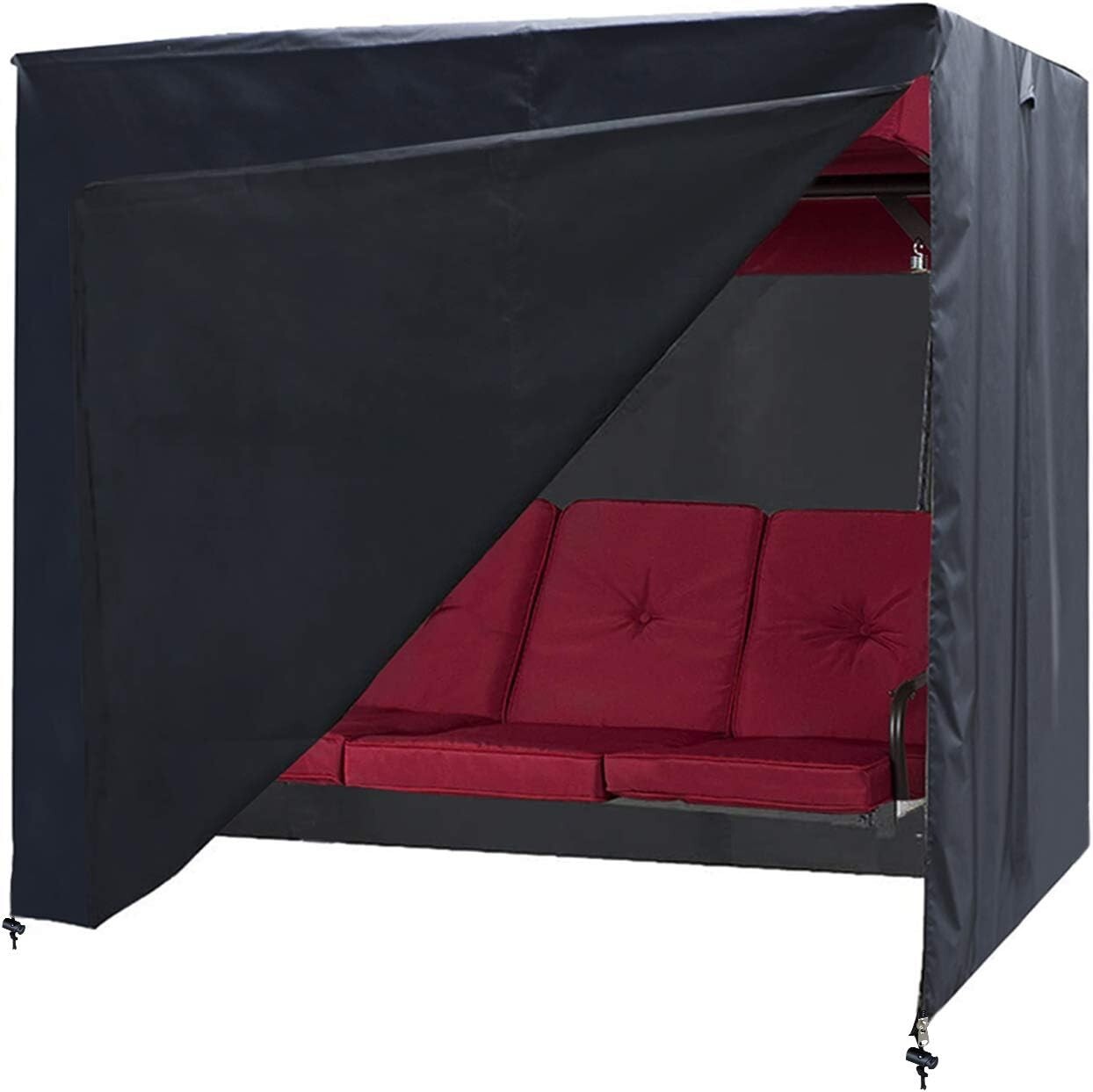 Black Waterproof Swing Canopy Cover 3-Seater - Heavy Duty All Weather Protection