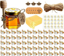 Load image into Gallery viewer, 60 Mini Glass Honey Jars with Dipper: Elegant Wedding &amp; Baby Shower Favors