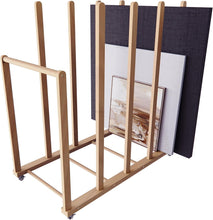 Load image into Gallery viewer, Stunning Four-Tier Beech Wood Art Rack with Lockable Wheels for Easy Transport