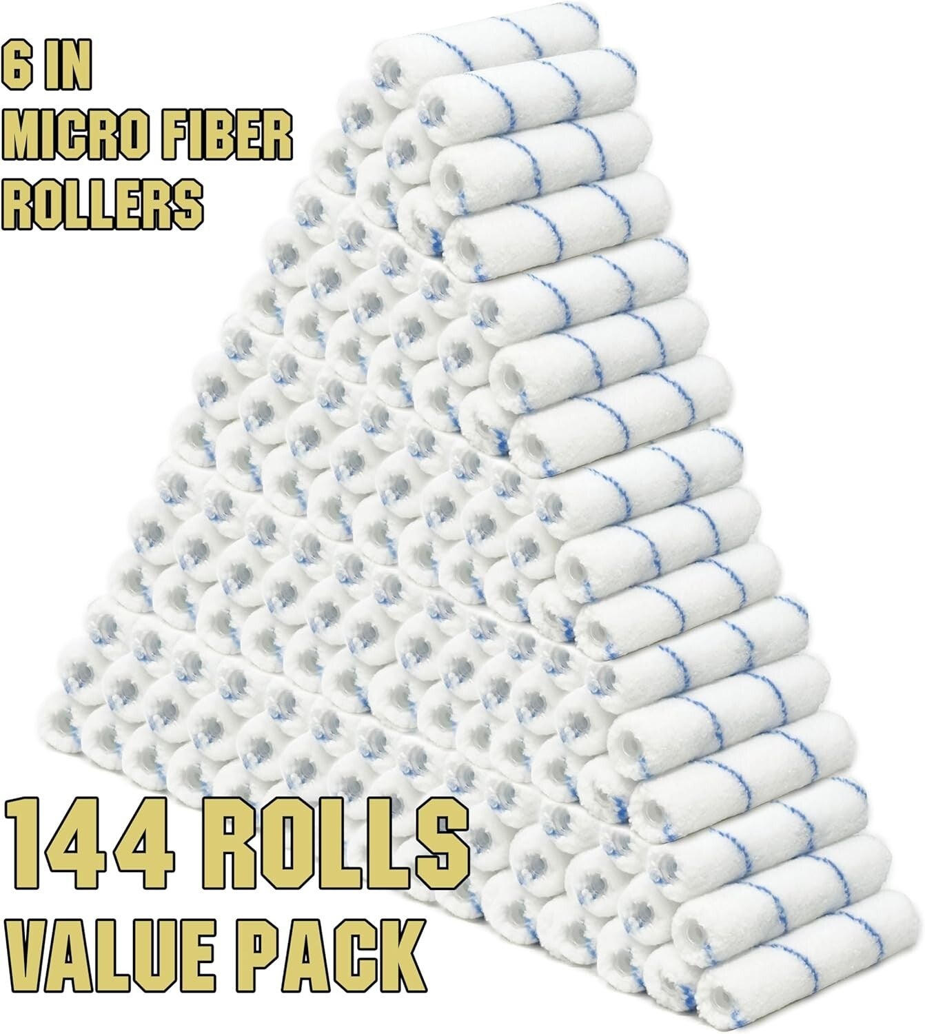 DIY-Friendly 6" Mini Paint Roller Covers Set - 144 Shedless Microfiber Rollers