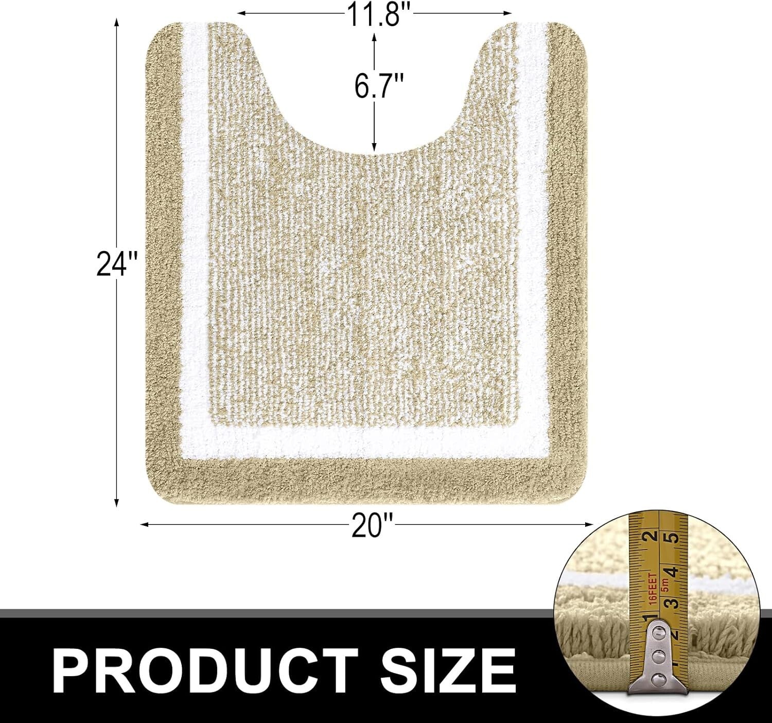 Absorbent Non-Slip 3-Piece Microfiber Bathroom Rugs Set - Elegant Beige Design