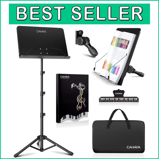 Black Alloy Steel Music Stand with Tiltable Tray - Perfect for Musicians