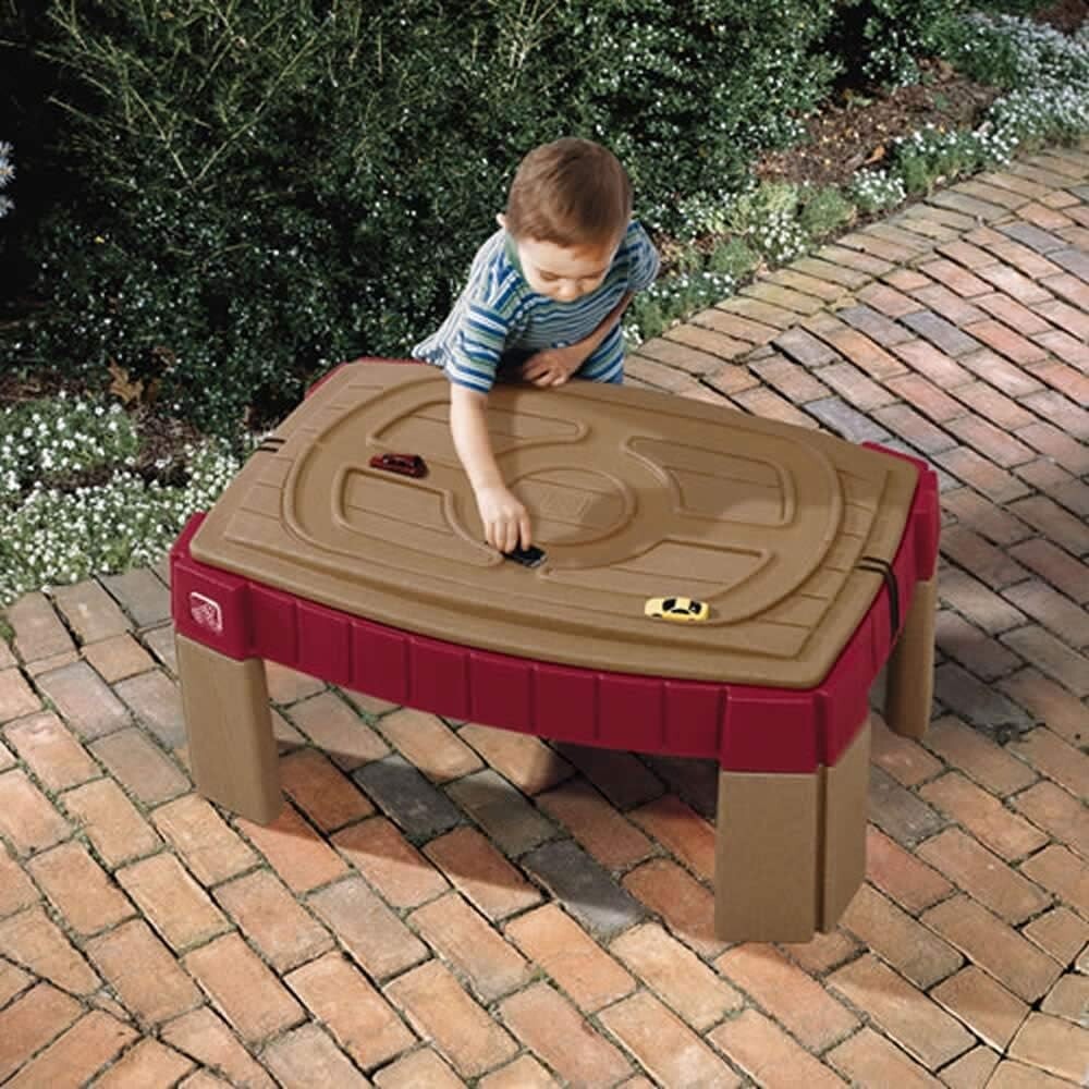 Durable Sand Activity Sensory Table with Race Track Lid & 5 Accessories for Kids