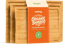 Load image into Gallery viewer, Set of 3 Bamboo Cutting Boards - Non-Toxic Kitchen Essentials with Juice Grooves
