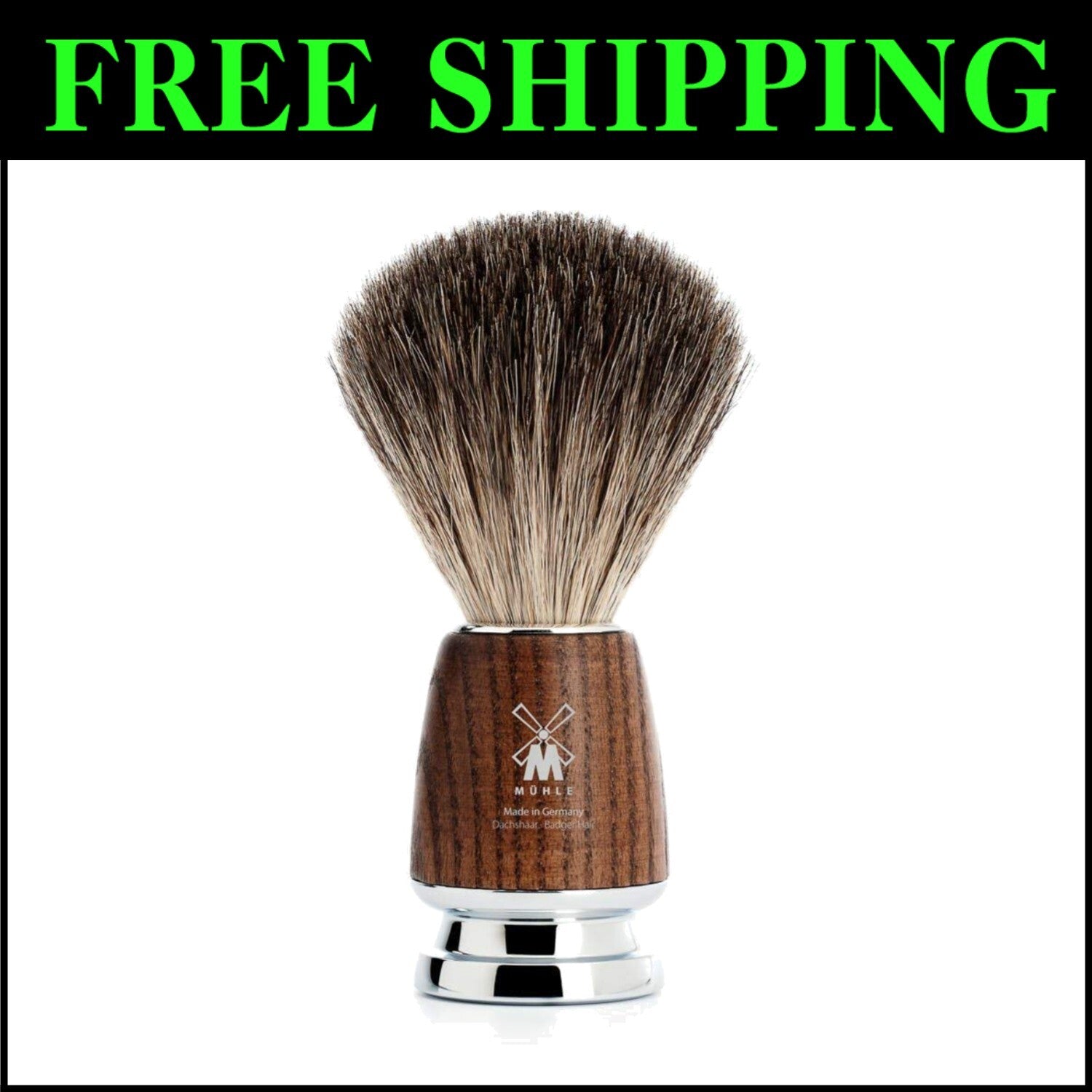 Luxury Pure Badger Shaving Brush with High-Grade Resin Handle and Chrome Accents