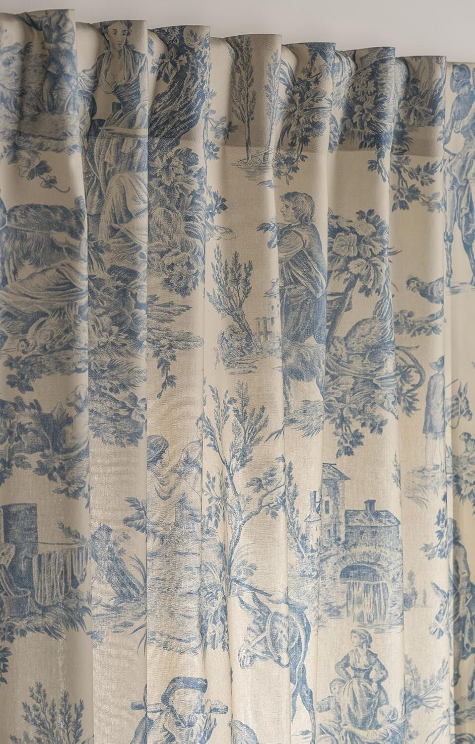 Charming 100% Cotton Toile Drapes 50" W x 108" L - Classic Elegance for Any Room