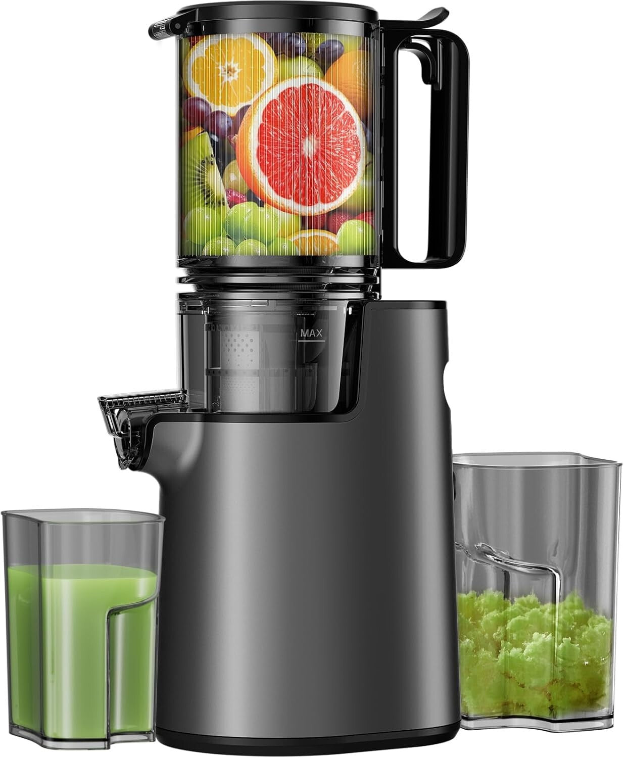 Efficient & Safe Masticating Juicer - 1.6L Capacity Cold Press Juicer in Black