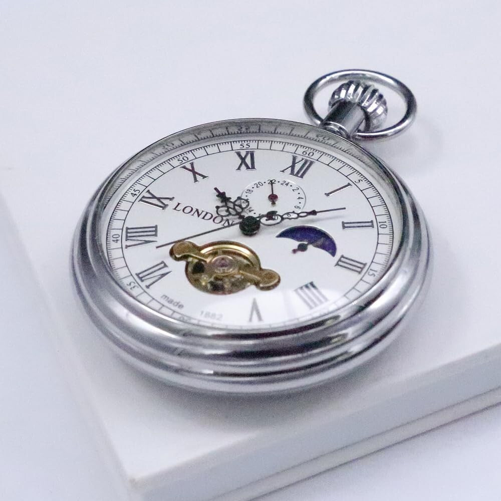 Designer Men's Vintage Pocket Watch - Copper Mechanical Movement with Tourbillon