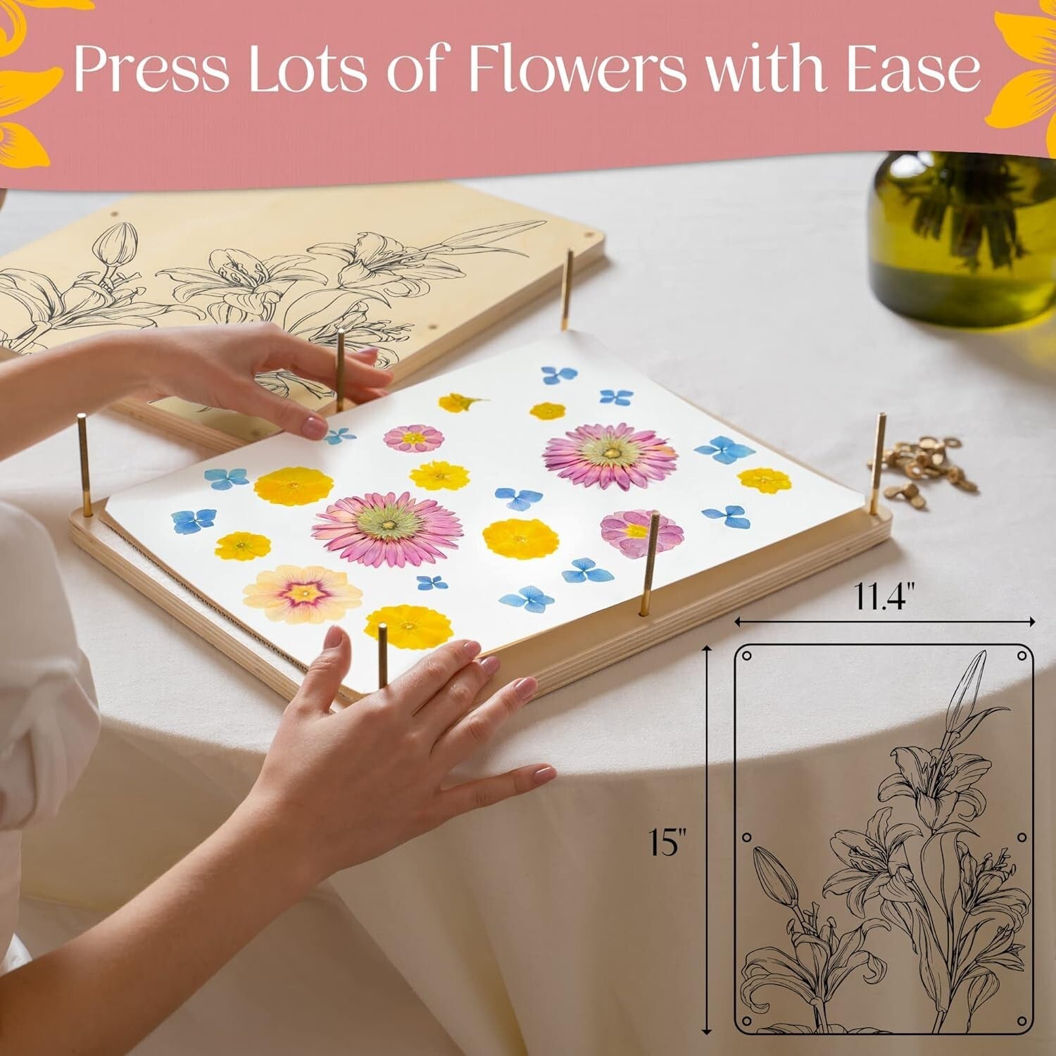 Extra Large Flower Press Kit - Complete Crafting Set with Tutorials for Adults