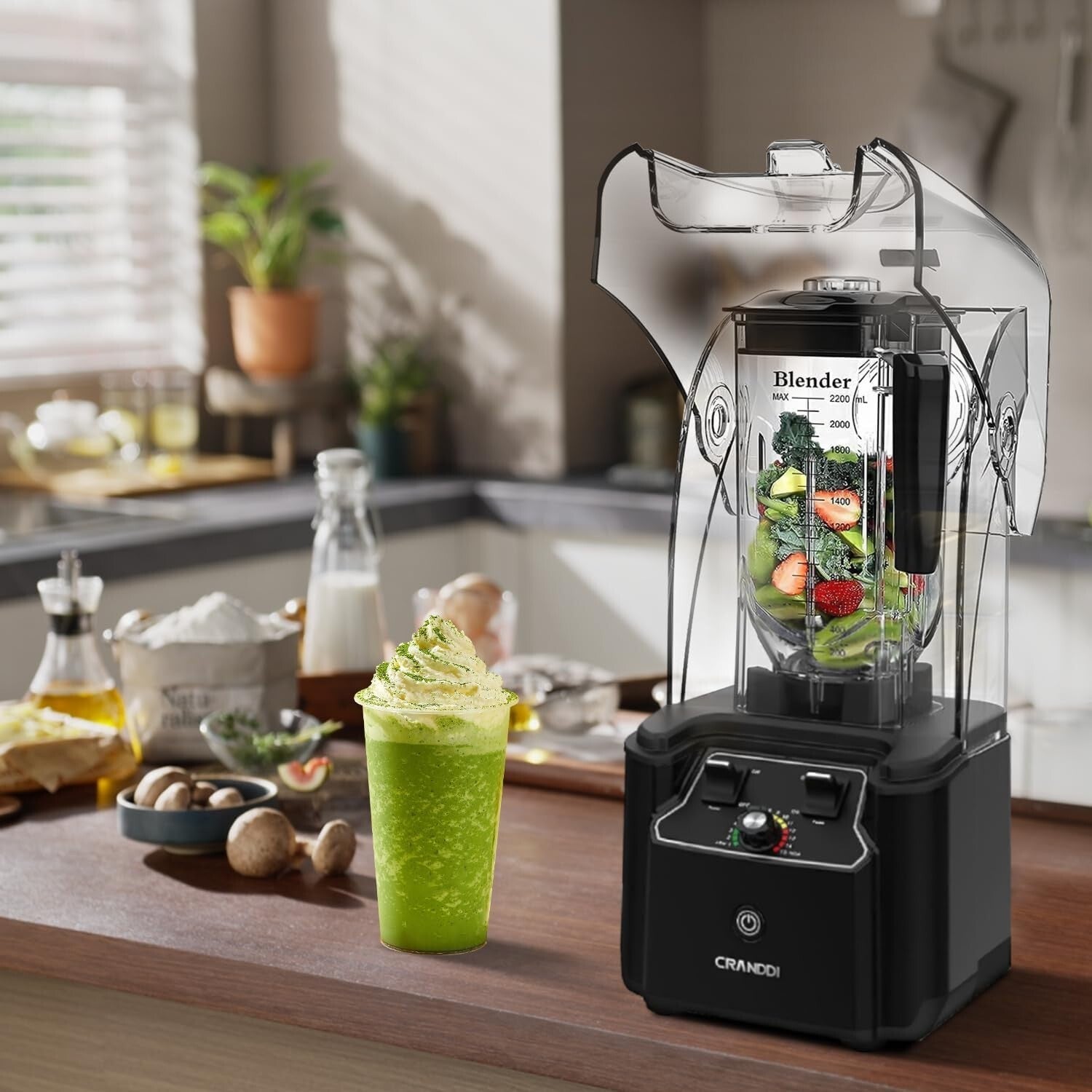 K90 Black Professional Blender - 80oz Capacity with Noise Reduction Shield