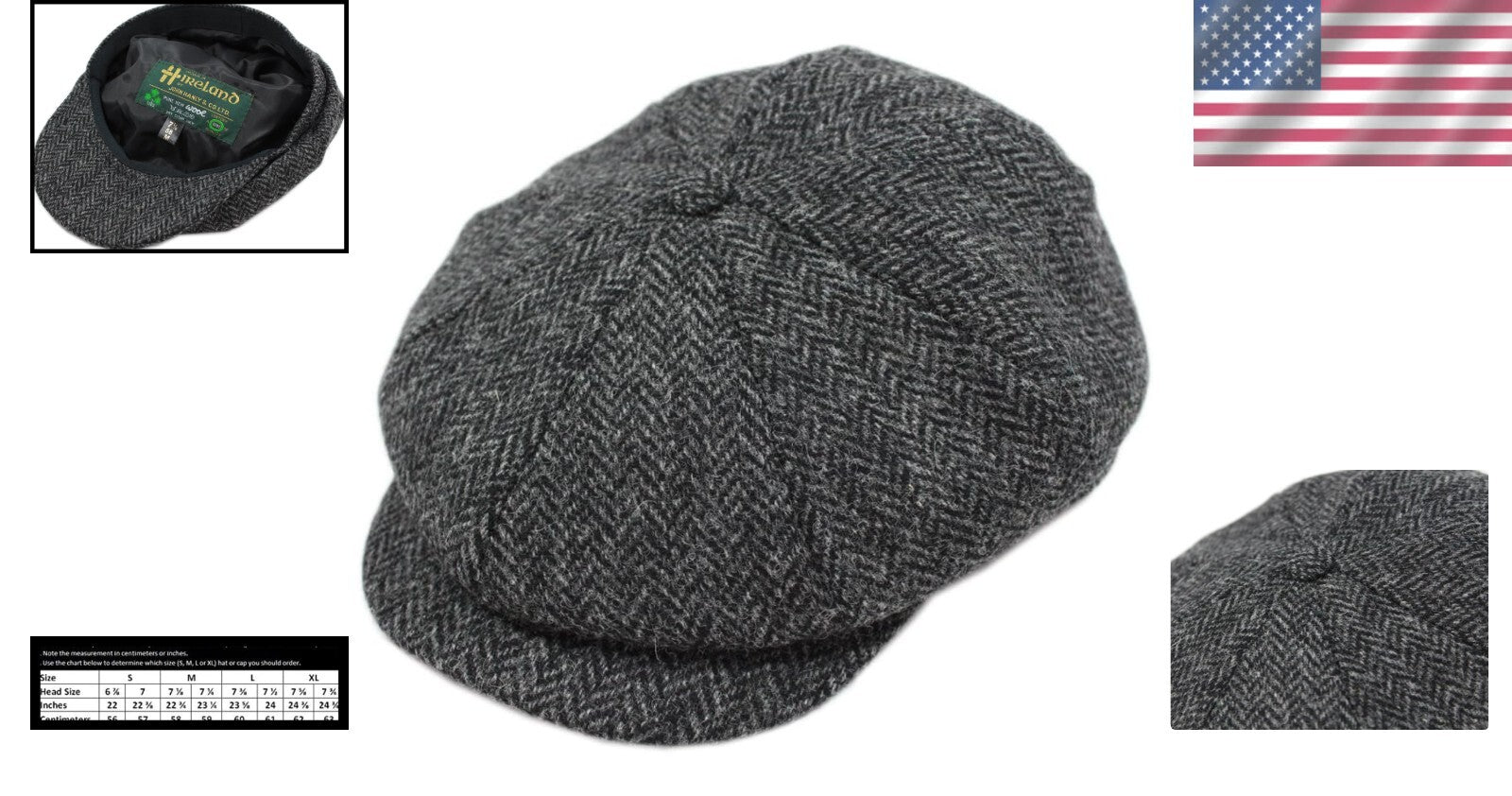 Luxurious Irish Wool Newsboy Cap - Herringbone Design, Ideal for Any Occasion