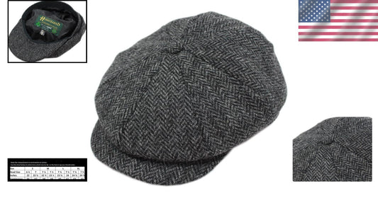 Luxurious Irish Wool Newsboy Cap - Herringbone Design, Ideal for Any Occasion