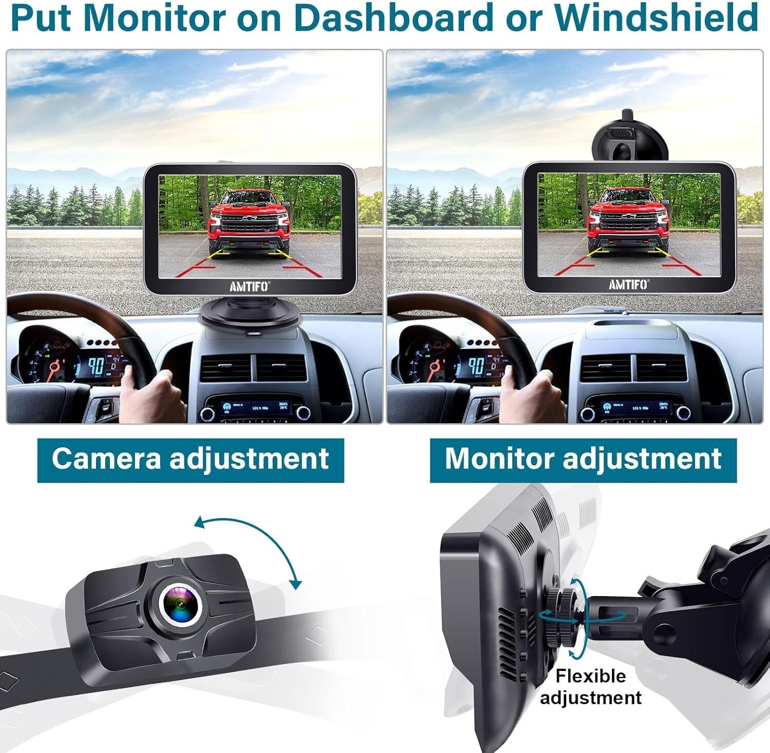 IP69 Waterproof Truck Backup Camera with 7-Inch Clear Monitor for Safe Parking