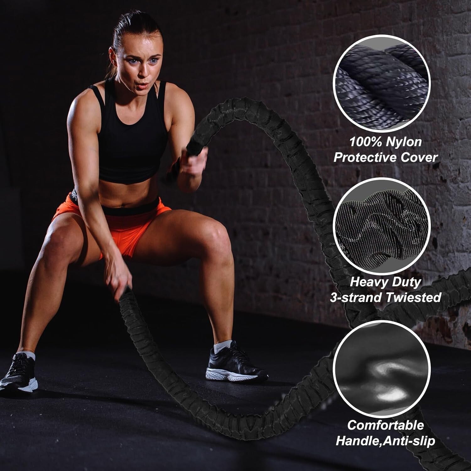 Adjustable Thickness Battle Ropes - 30ft Heavy Workout Rope for Intense Training
