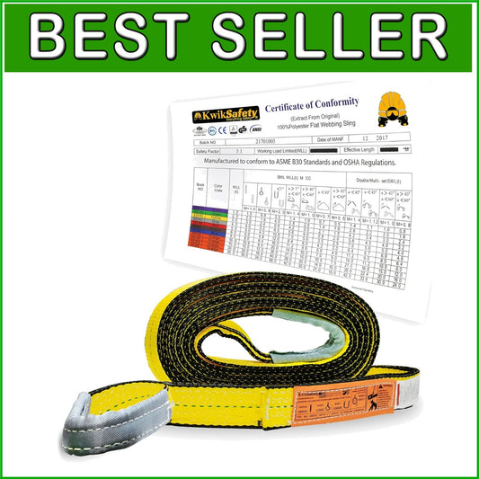 Durable 2" x 30' Polyester Web Lifting Sling - 12800lbs for Heavy Cargo Handling