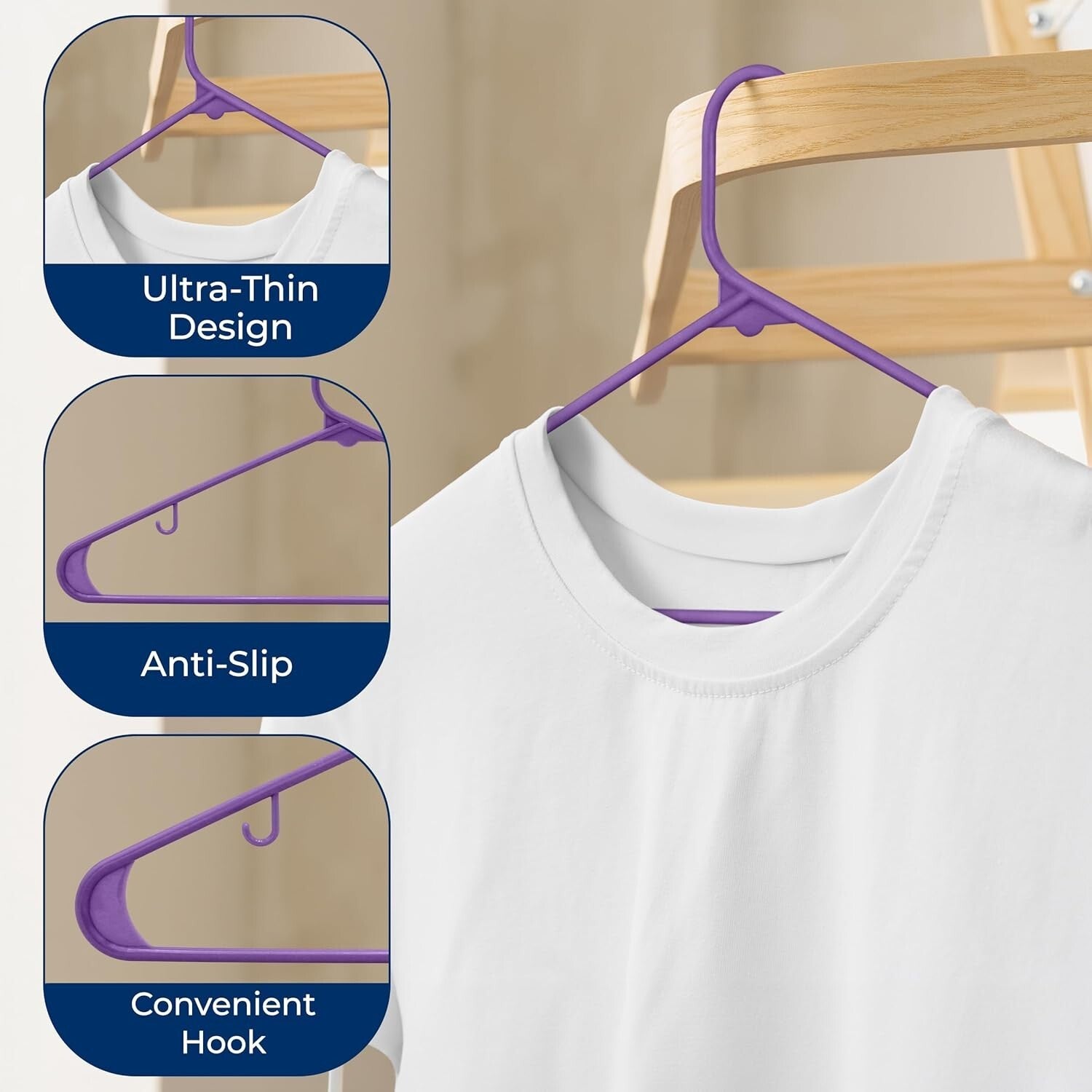 Ultra-Thin Non-Slip Plastic Hangers - 100 Pack for Efficient Closet Organization