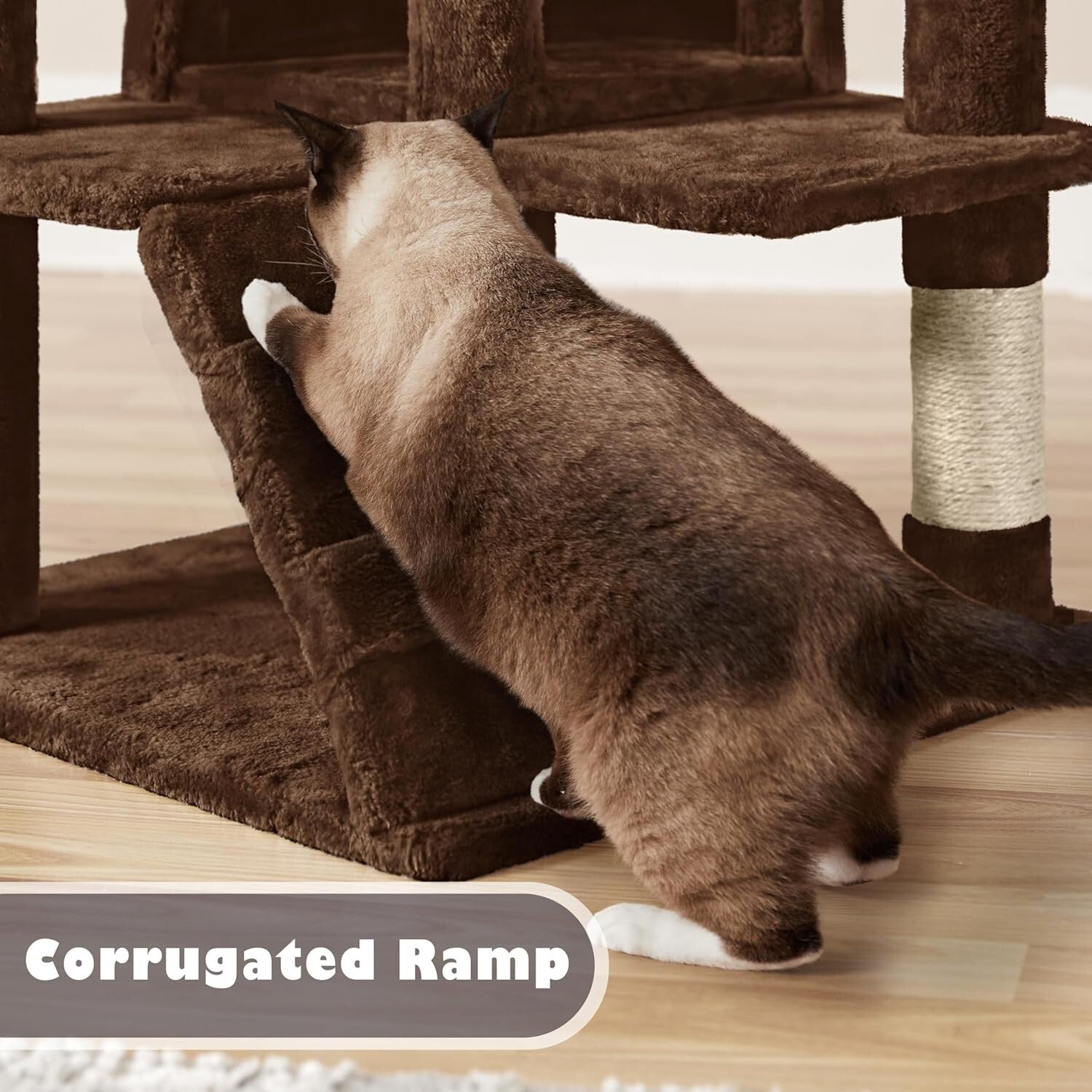 54in Cat Tree with Top Perches, Condos & Cat-Ears Design – Ideal for Kittens