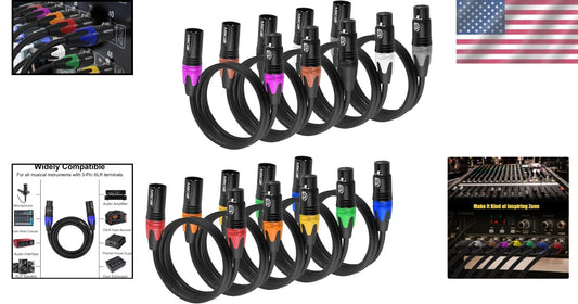 High-Performance 10-Pack 25ft XLR Cables - Balanced & Durable with Color Coding