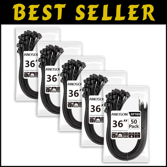 Long-Lasting 250 Pack Zip Ties, 36-Inch Heavy Duty Design with 10" Max Diameter