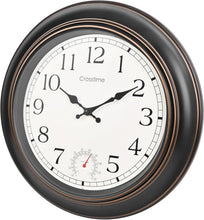 Load image into Gallery viewer, Large 18" Retro Wall Clock with Built-in Thermometer for Indoor/Outdoor Spaces