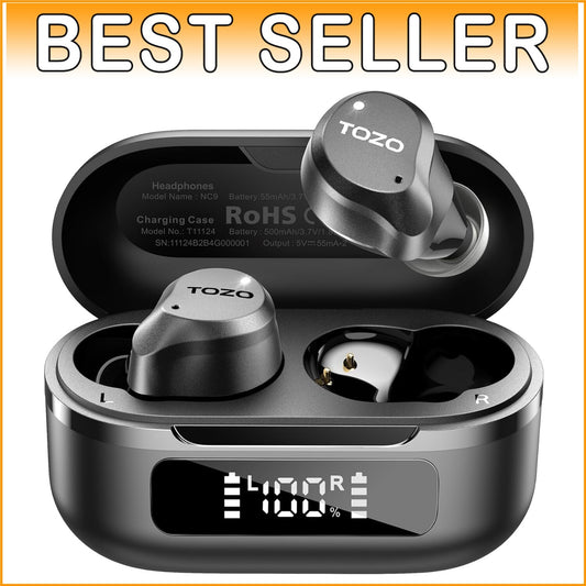 Bluetooth 5.3 Wireless Earbuds with 6 Mics for Clear Calls & Bass-Enhanced Sound