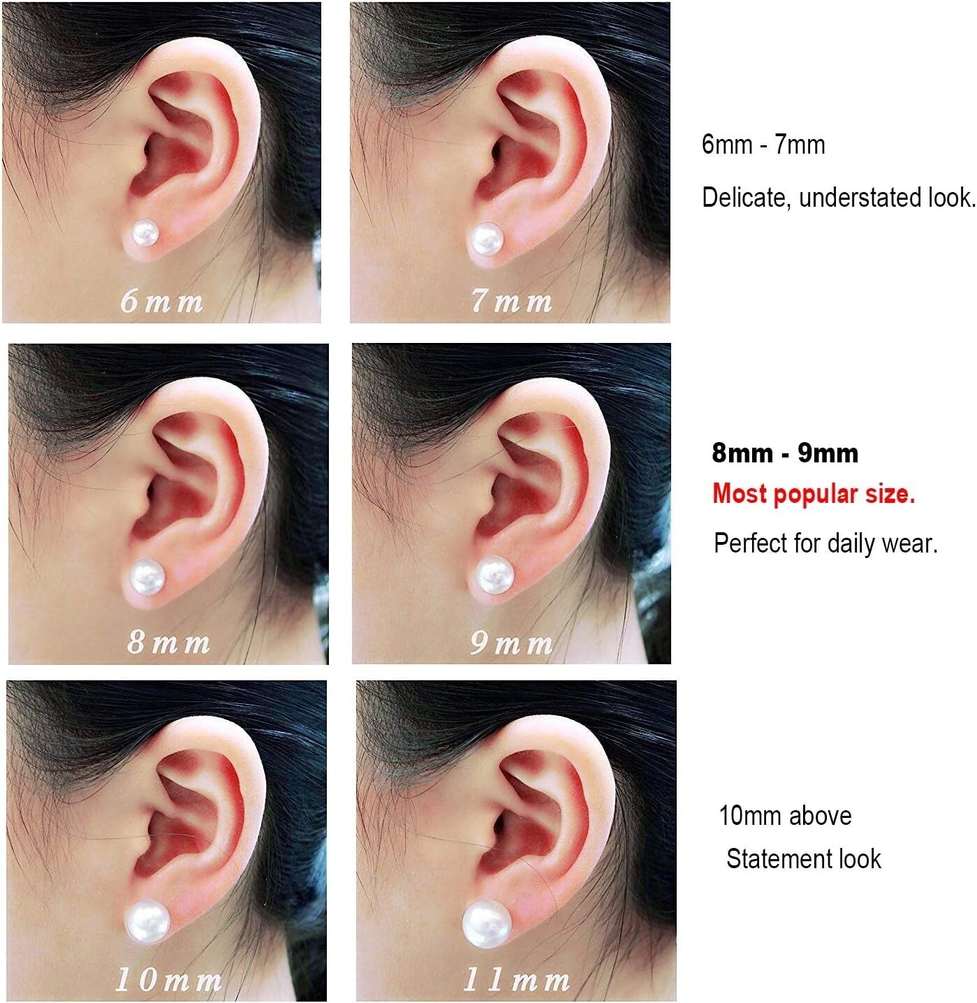 Beautiful 14K Gold Pearl Stud Earrings - Top Quality 8.5-9mm for Women's Style