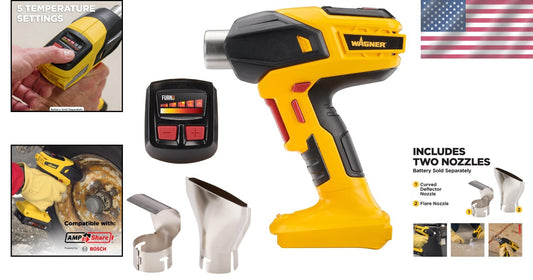 Versatile Cordless Heat Gun - SprayTech FURNO 550, 5 Temp Settings, 2 Nozzles