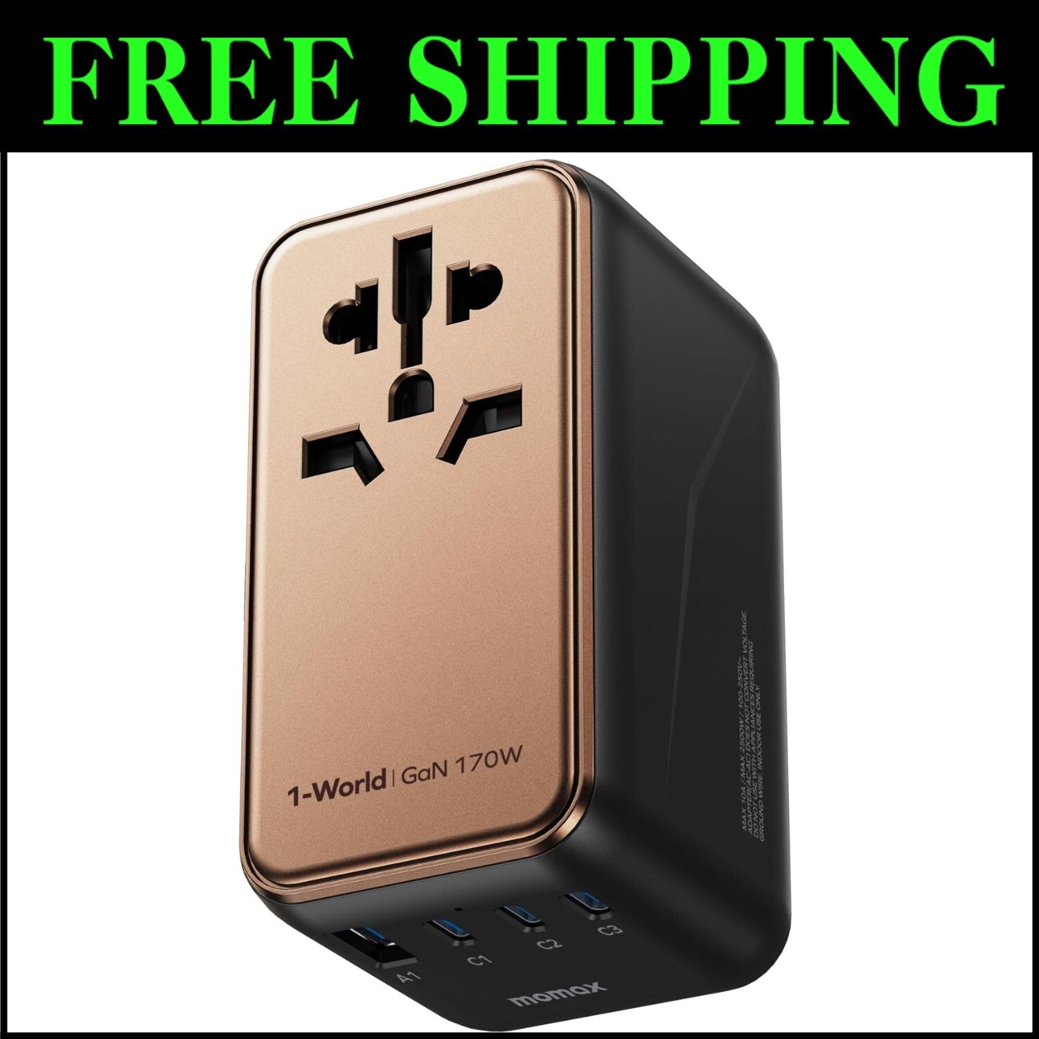 Advanced GaN Technology Universal Adapter - Fast Charging for Global Travel