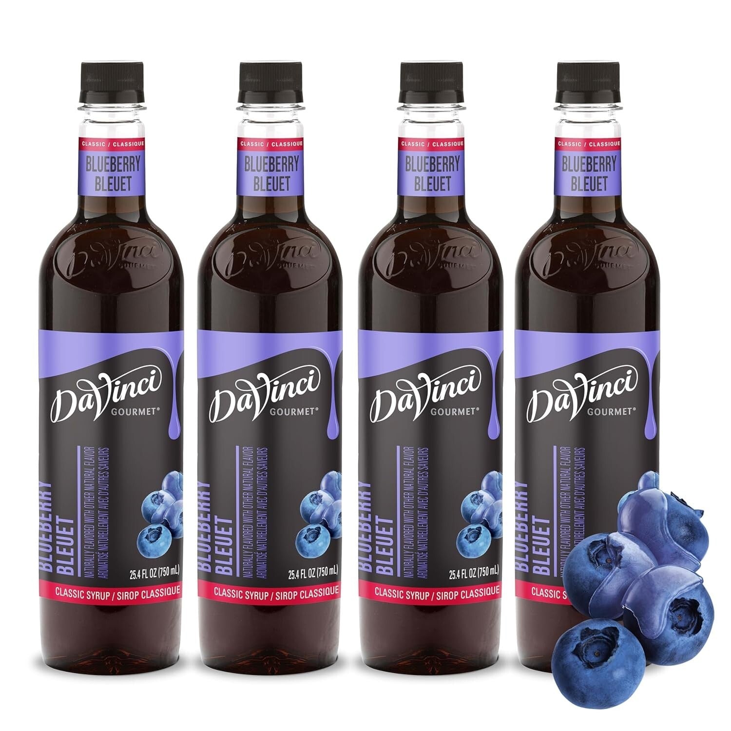 Authentic Blueberry Syrup - 25.4 Fl Oz Bottles (4-Pack) for Drinks & Desserts