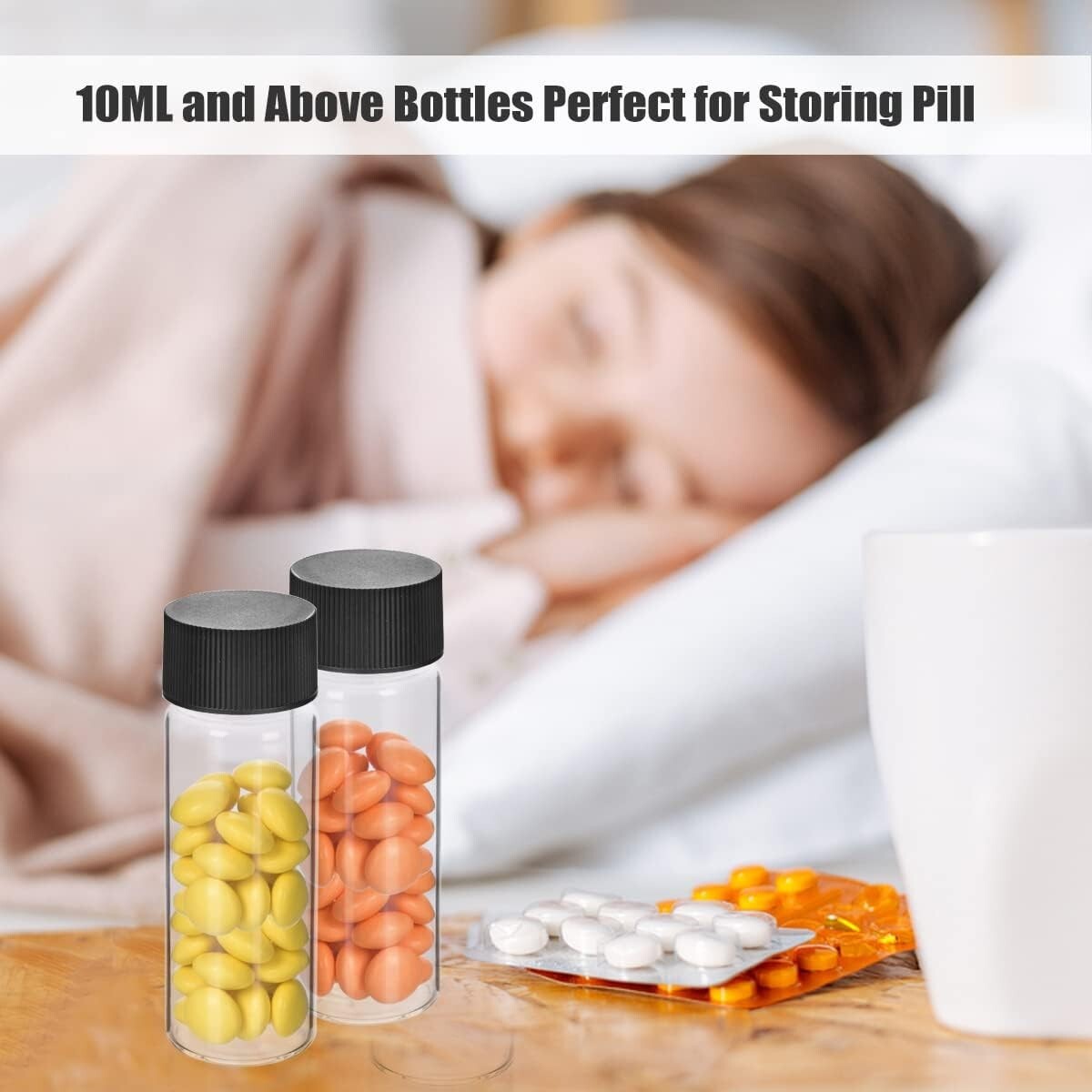 Durable 30ML Glass Vials - Black Screw Caps, Leakproof Glass Storage - 100 Pack