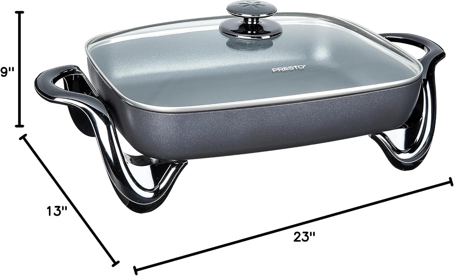 Versatile 16-Inch Electric Skillet with PFAS Free Nonstick Surface & Glass Lid