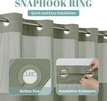 Load image into Gallery viewer, Luxury Sage Green Waterproof Waffle Shower Curtain Set with Snap-In Liner, 71x86