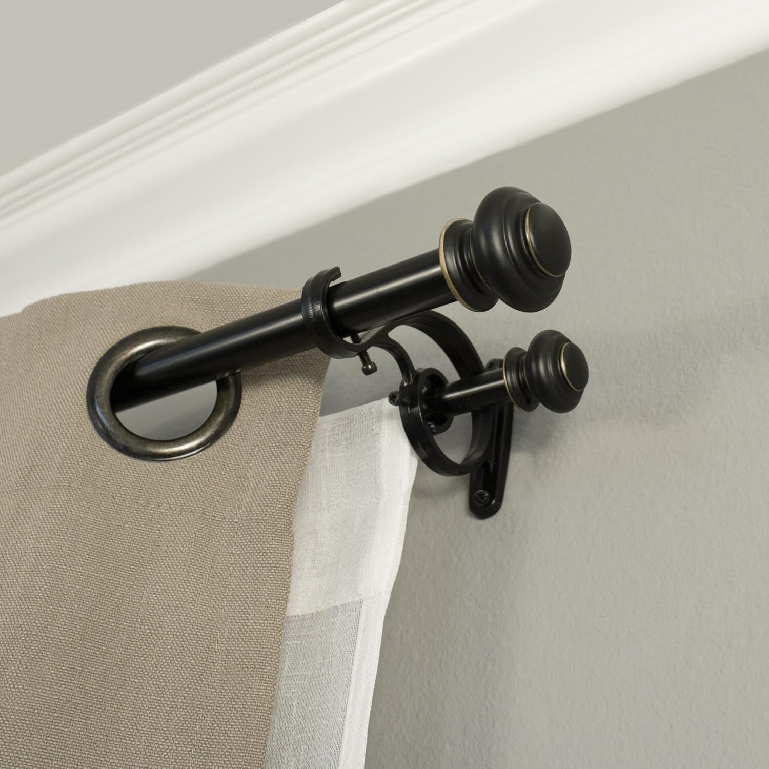 Adjustable Double Curtain Rod Set in Antique Bronze, 72-144" for Timeless Style