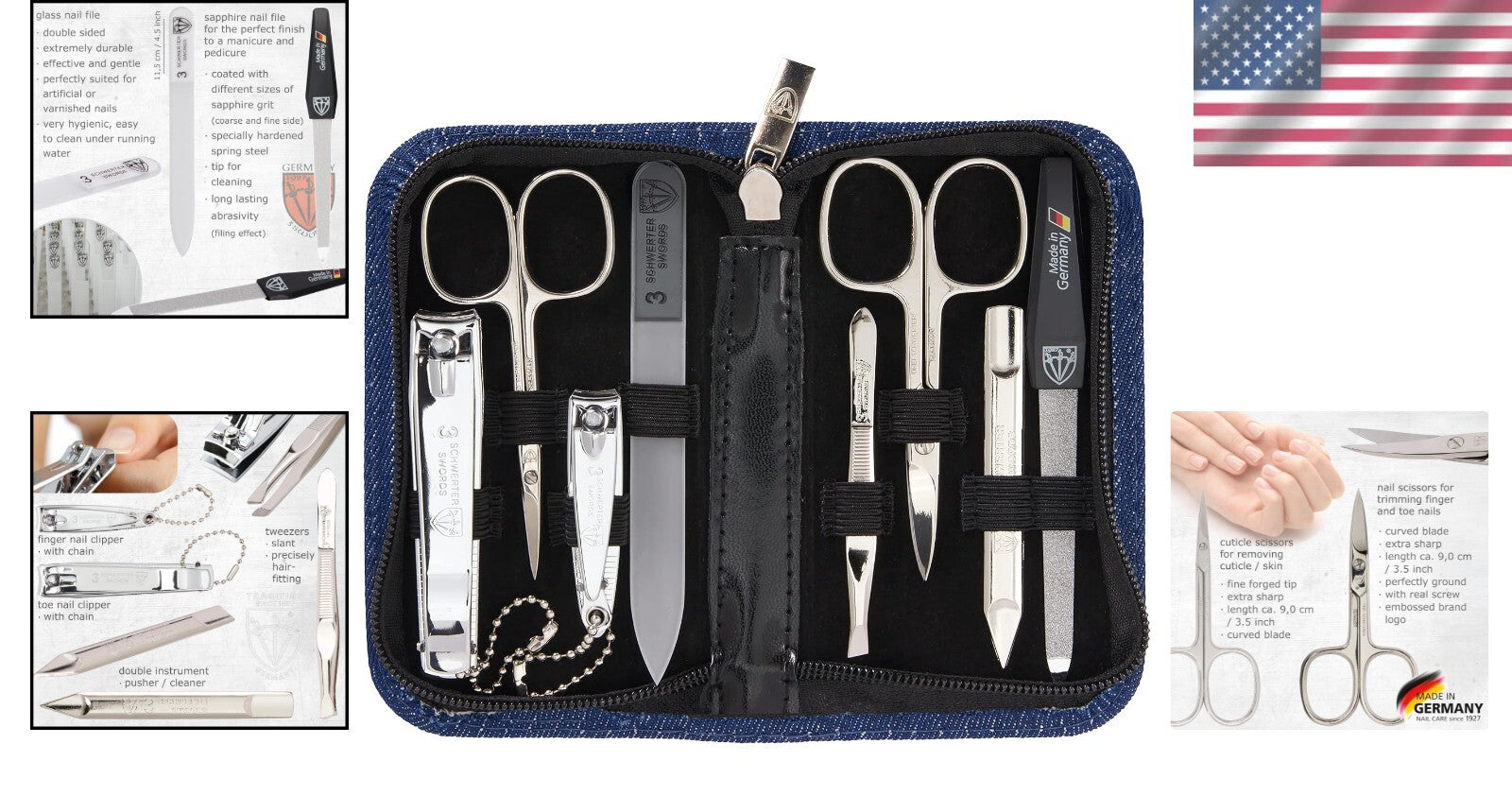 German Engineering 8-Piece Nail Care Set - Travel Friendly with Stylish Case