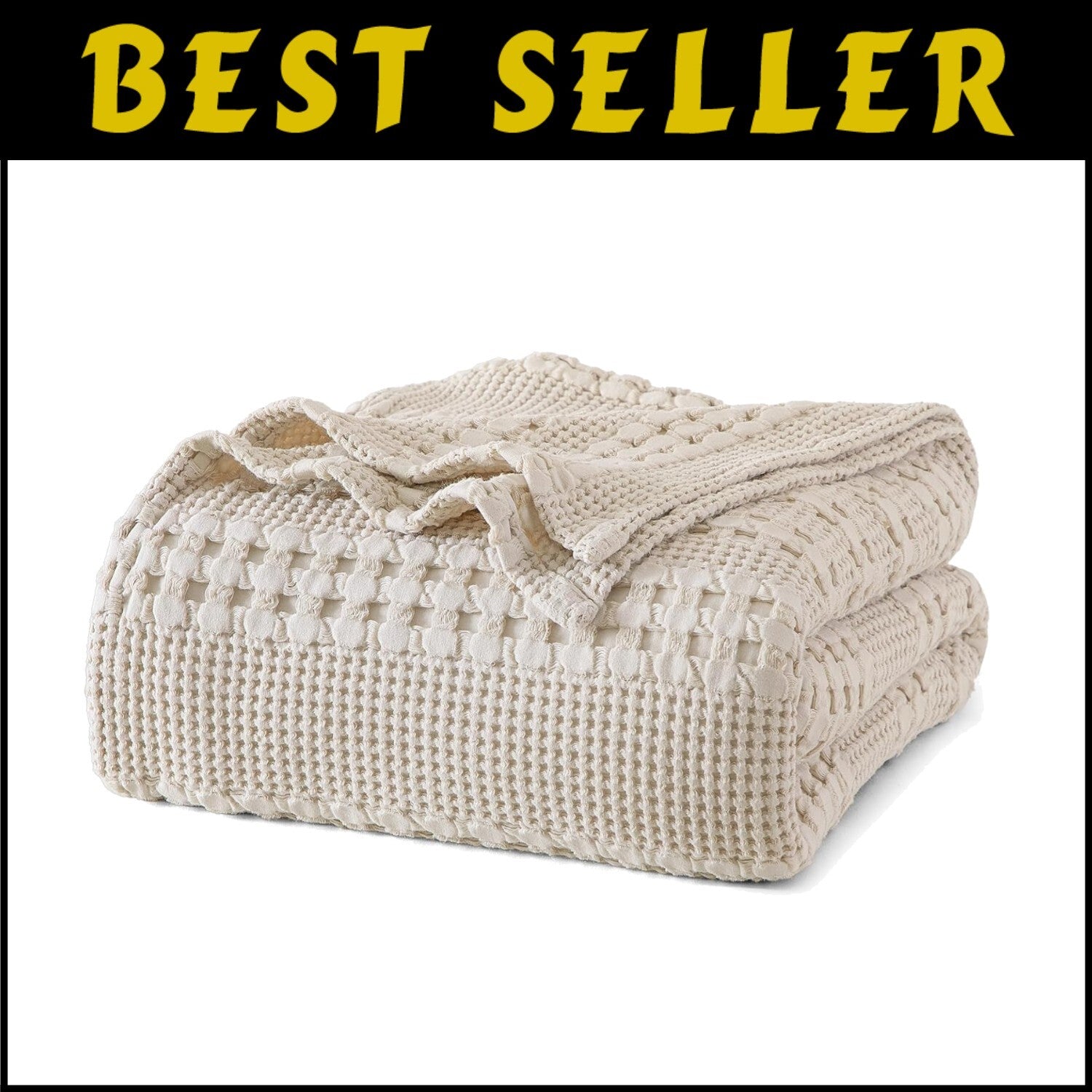 Elegant Oatmeal Waffle Weave Blanket - Soft King Size 108"x90", Machine Washable