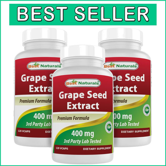 Triple Pack of 120 Vegetarian Capsules - 400 mg Grapeseed Extract Supplement