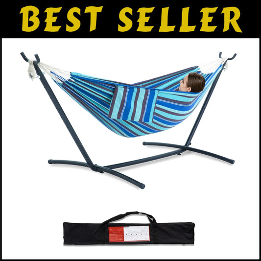 Brazilian Hammock with Steel Stand - 450lb Capacity, Portable Carry Bag Included