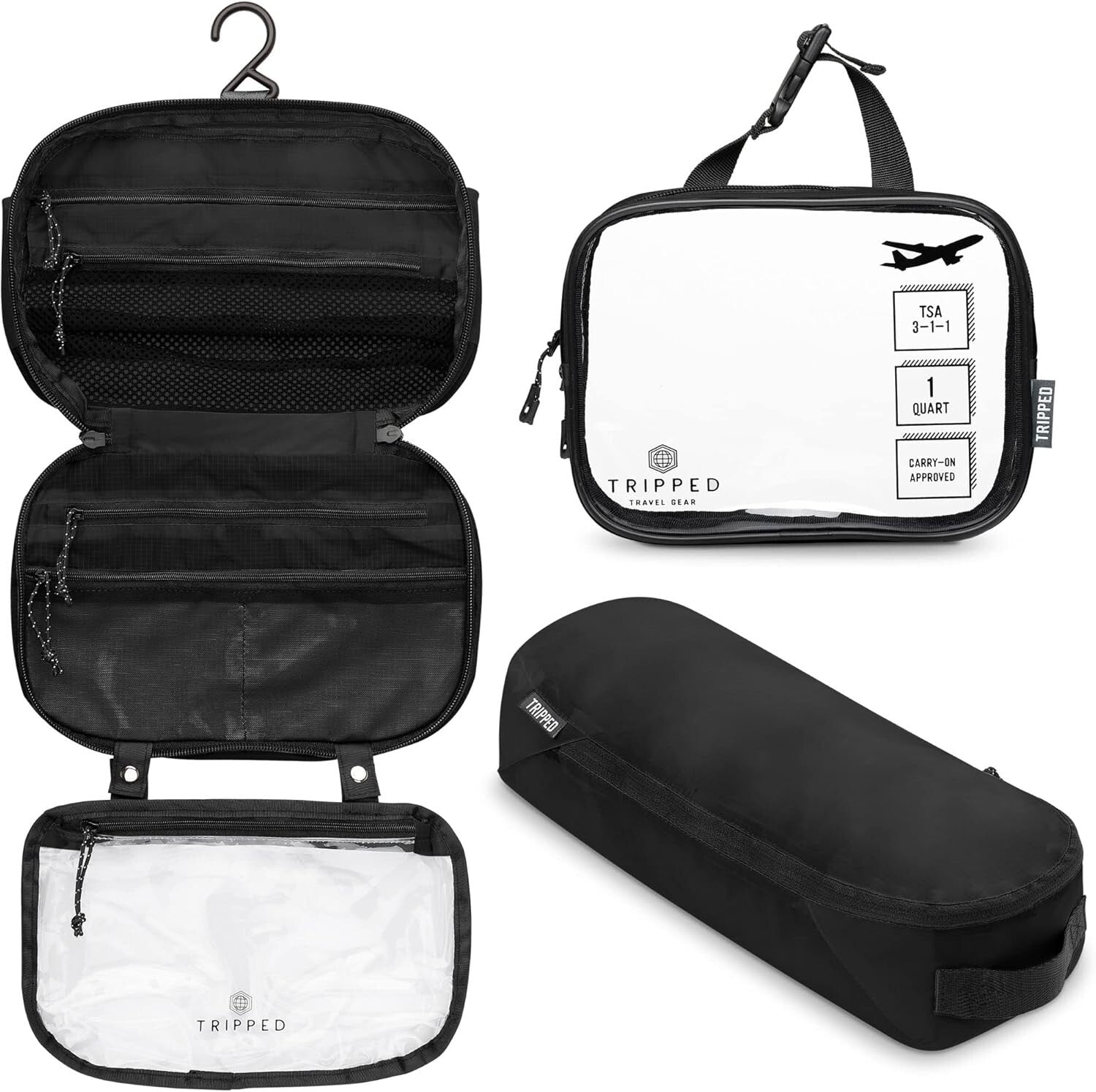 Customizable Hanging Toiletry Bag Set with Clear TSA Bags - Perfect for Travel