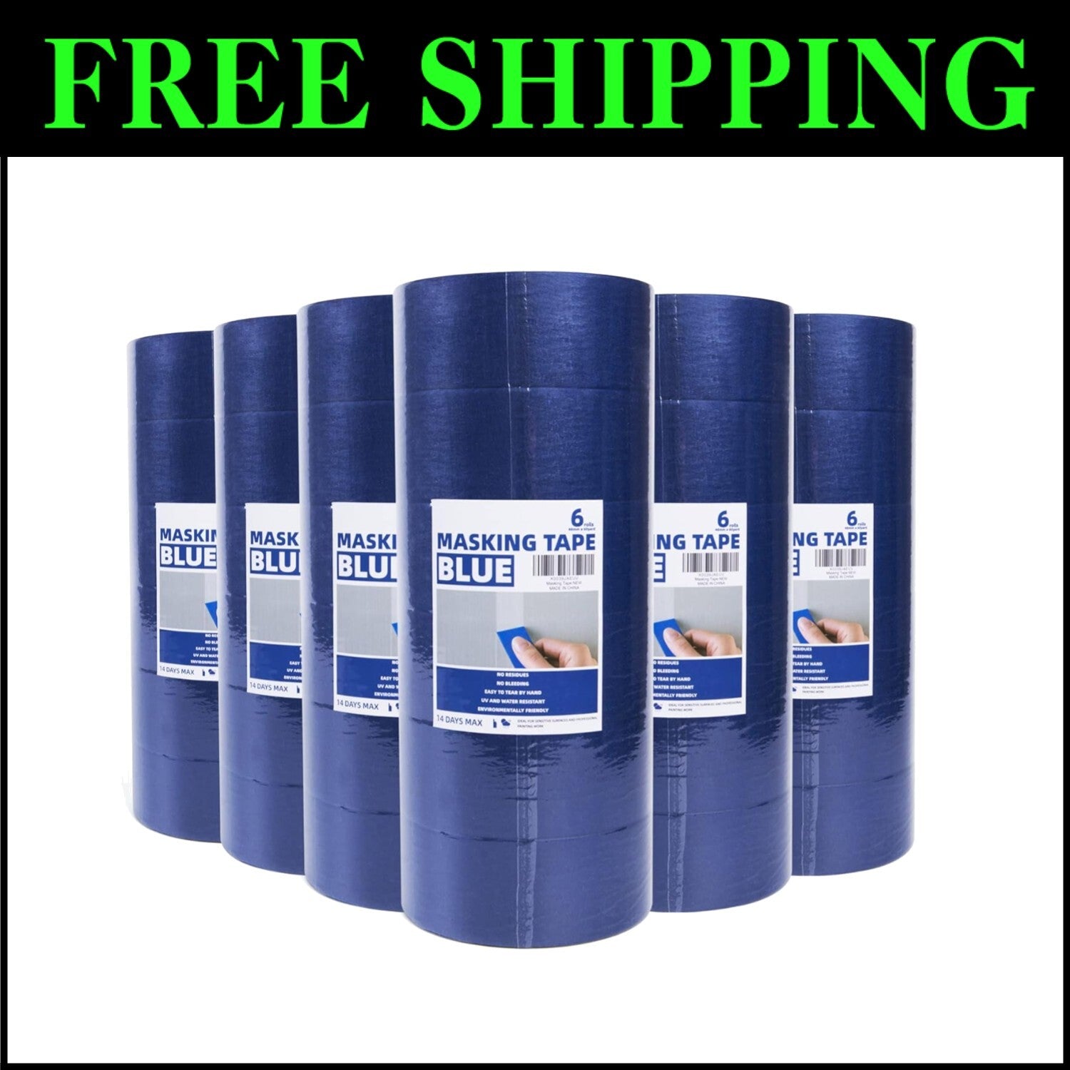 Multi-Surface Masking Tape - 1.88" x 60 Yard Rolls, UV & Sunlight Resistant