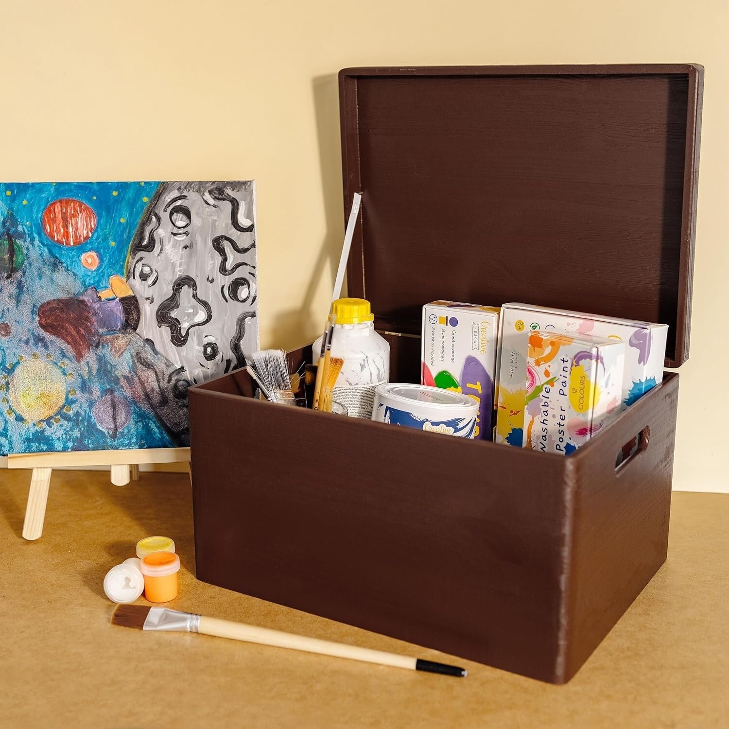 Versatile Large Pine Wood Keepsake Chest with Hinged Lid - Ideal Gift Storage