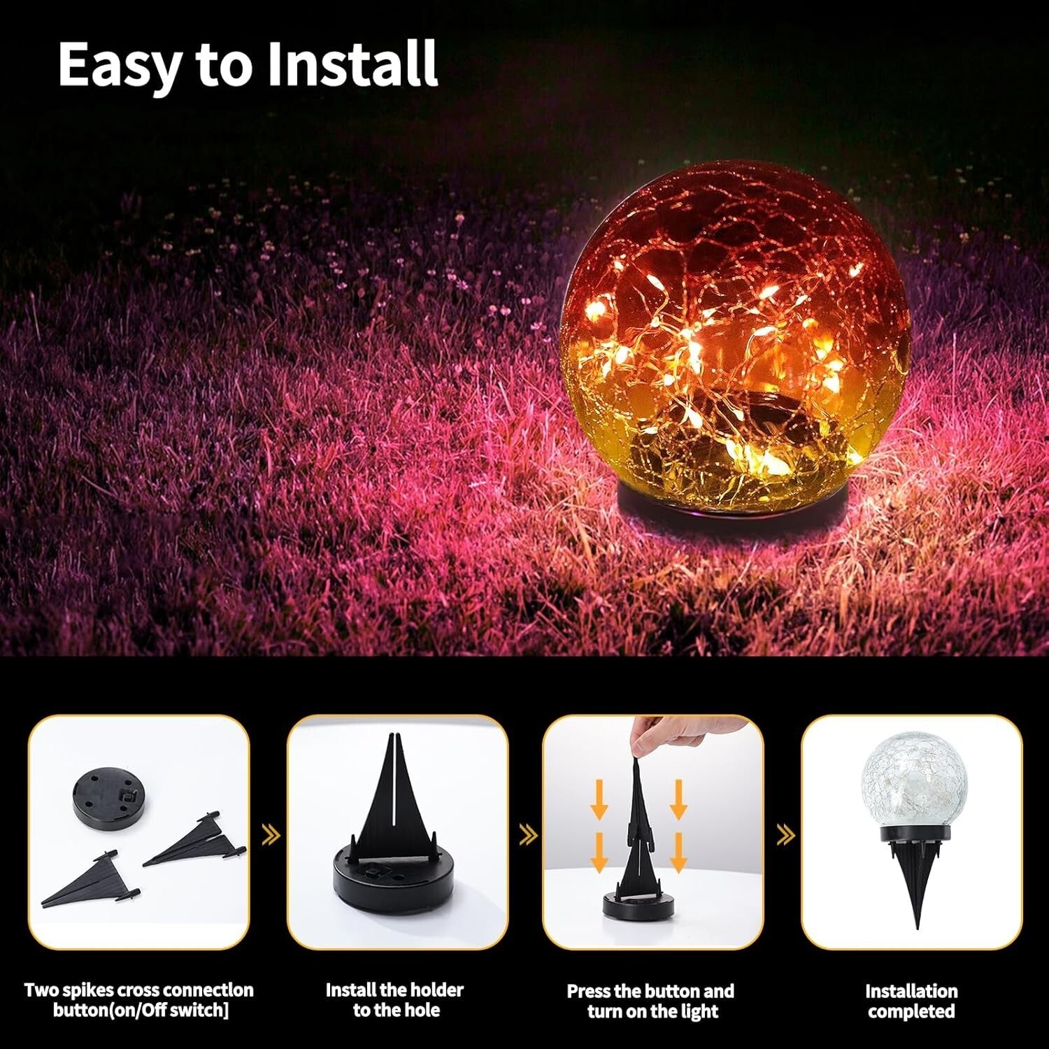 Elegant Waterproof Solar Globe Lights for Garden & Patio - Remote Control Design