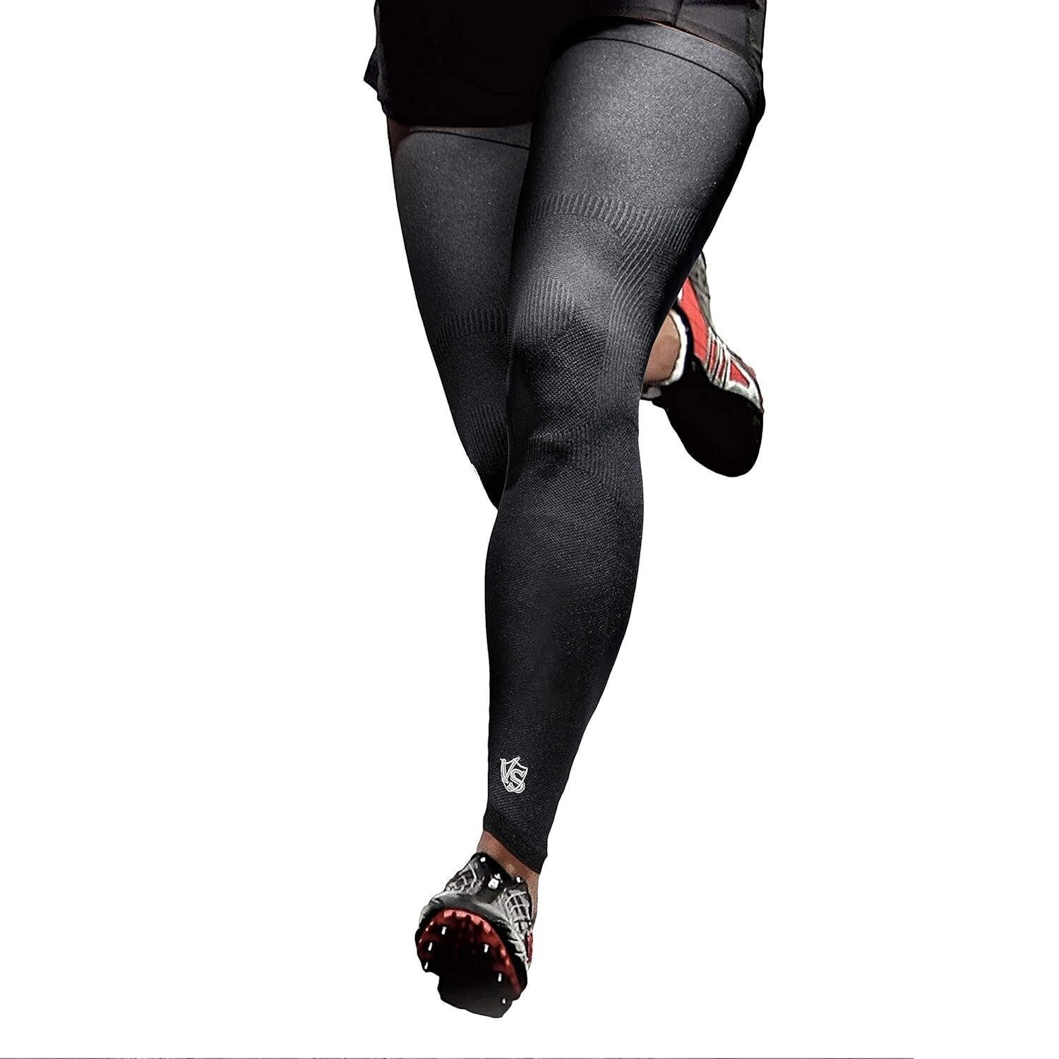 Anti-Slip Compression Leg Sleeves with Sun Protection & Muscle Support - Black